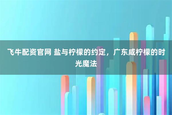 飞牛配资官网 盐与柠檬的约定，广东咸柠檬的时光魔法